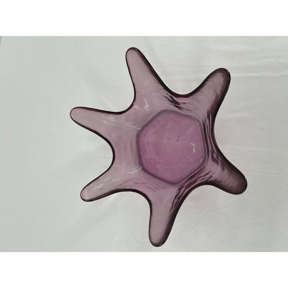 Vintage Murano Style Glass Purple Amethyst Bowl Art Blown Unique Vase Delicate - Picture 1 of 8